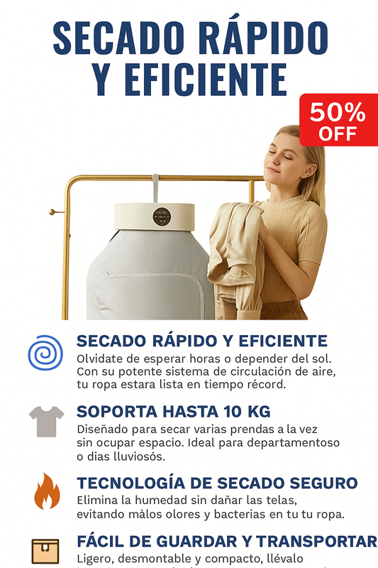 🧦 Secadora Portátil 💨 ¡Tu Ropa Lista en Minutos!